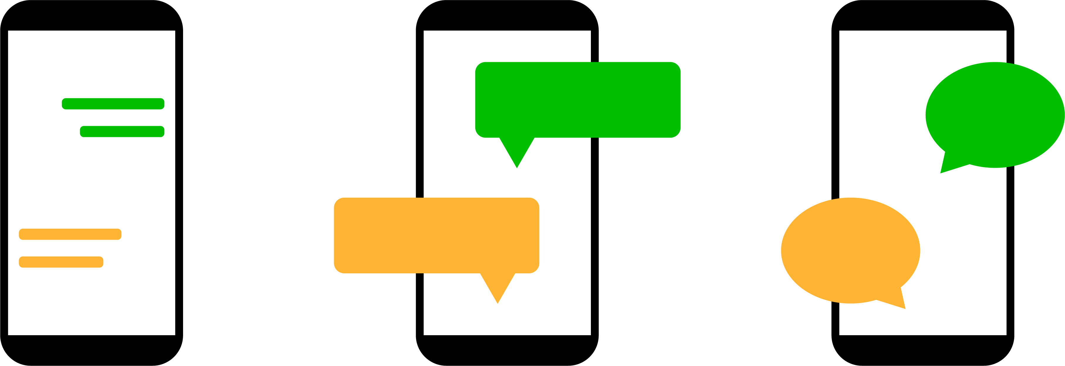 Icons indicating phone texting to get in touch